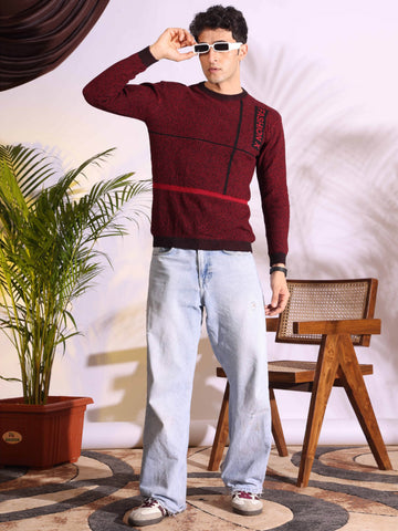 Fashionx Maroon Pure Cotton Men's Knitted T-Shirt