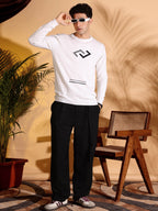 Exclusive White Self Structured Cotton knitted T-Shirt