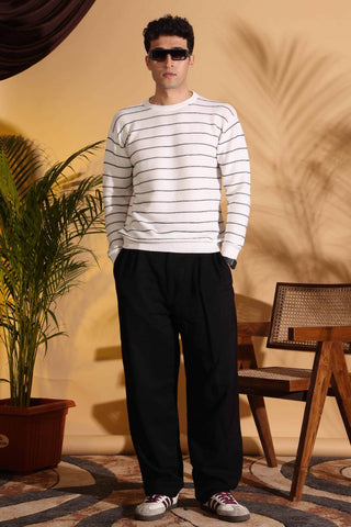 White Stripes pure cotton Knitted T-Shirt for Men