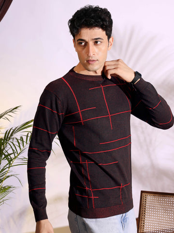Seersucker Maroon Knitted Men's T-Shirt