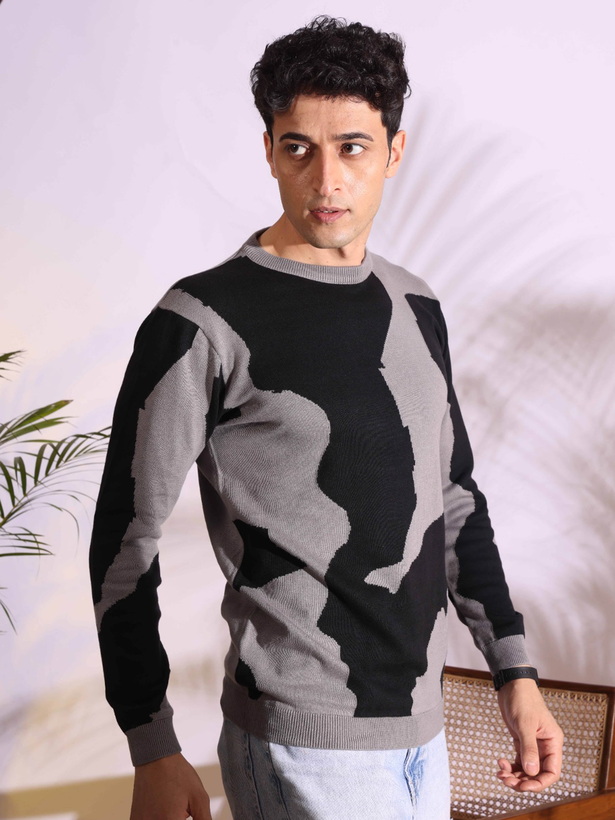 Revolution Unstoppable Black and Grey Pure Cotton Knitted T-Shirt