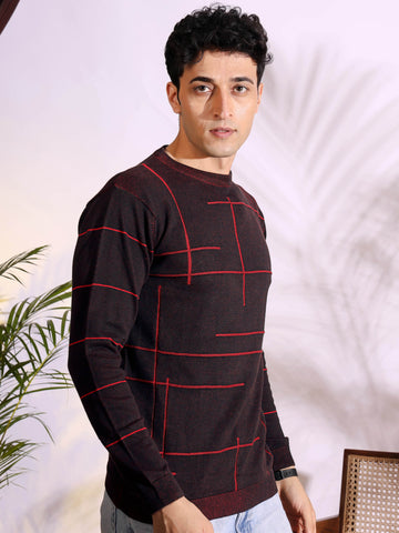 Seersucker Maroon Knitted Men's T-Shirt