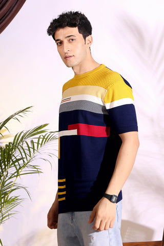 Exclusive Blue Pure Cotton Knitted T-Shirt for men