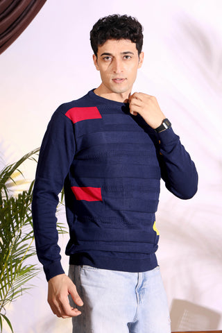 Navy Slim Fit pure cotton Knitted T-Shirt