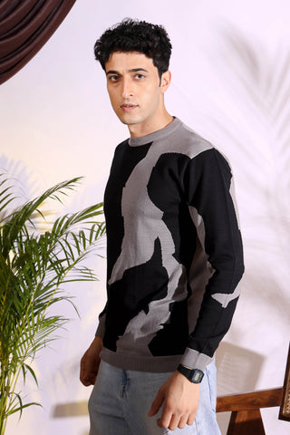 Revolution Unstoppable Black and Grey Pure Cotton Knitted T-Shirt