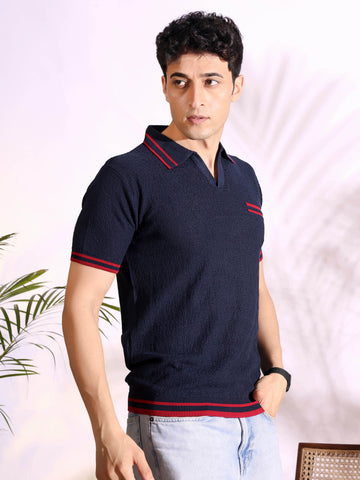 Polo Blue Pure Cotton Men's Knitted T-Shirt