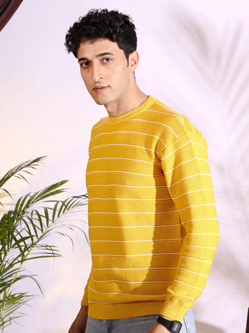 Yellow Stripes pure cotton Knitted T-Shirt for Men