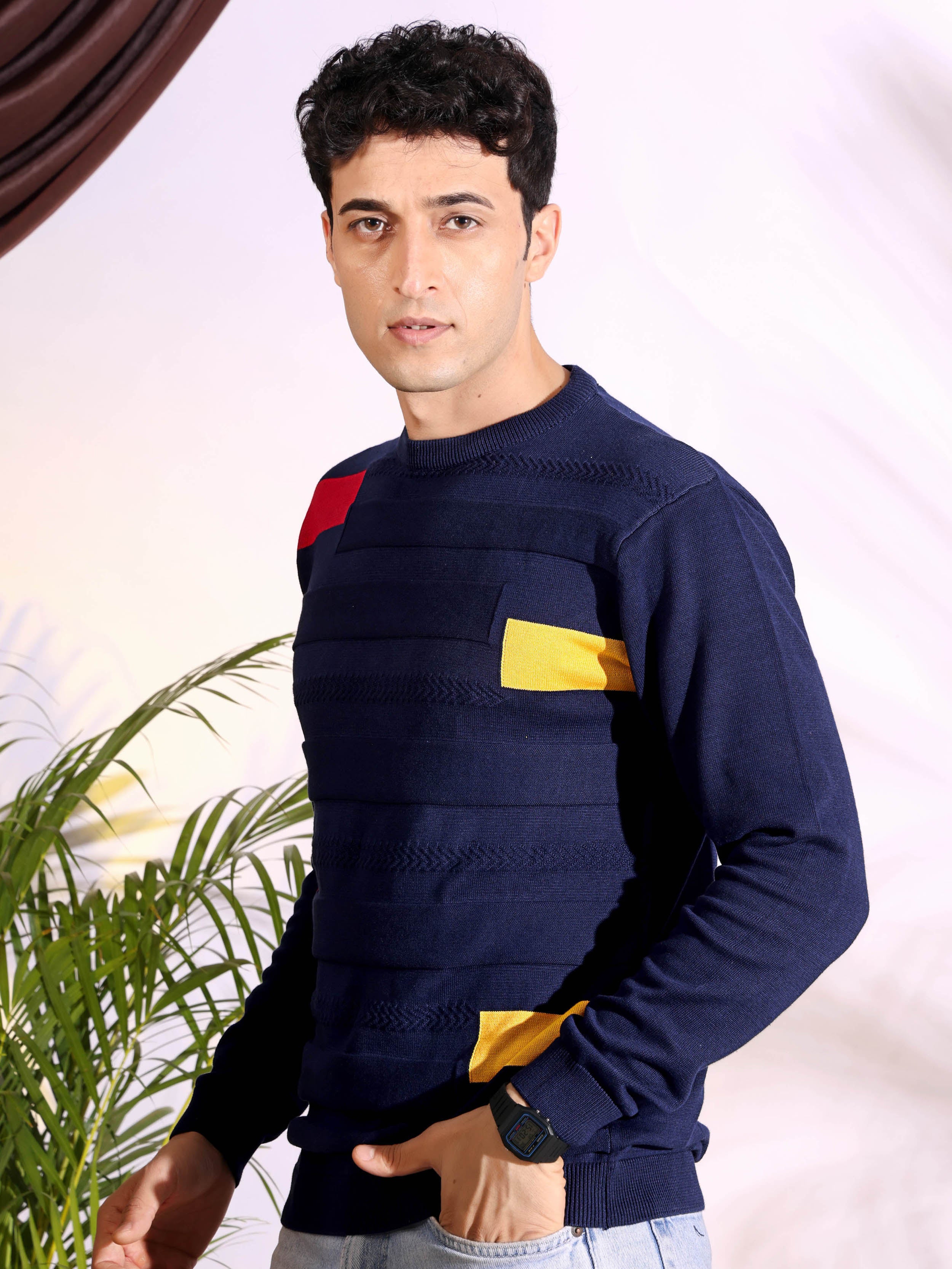 Navy Slim Fit pure cotton Knitted T-Shirt