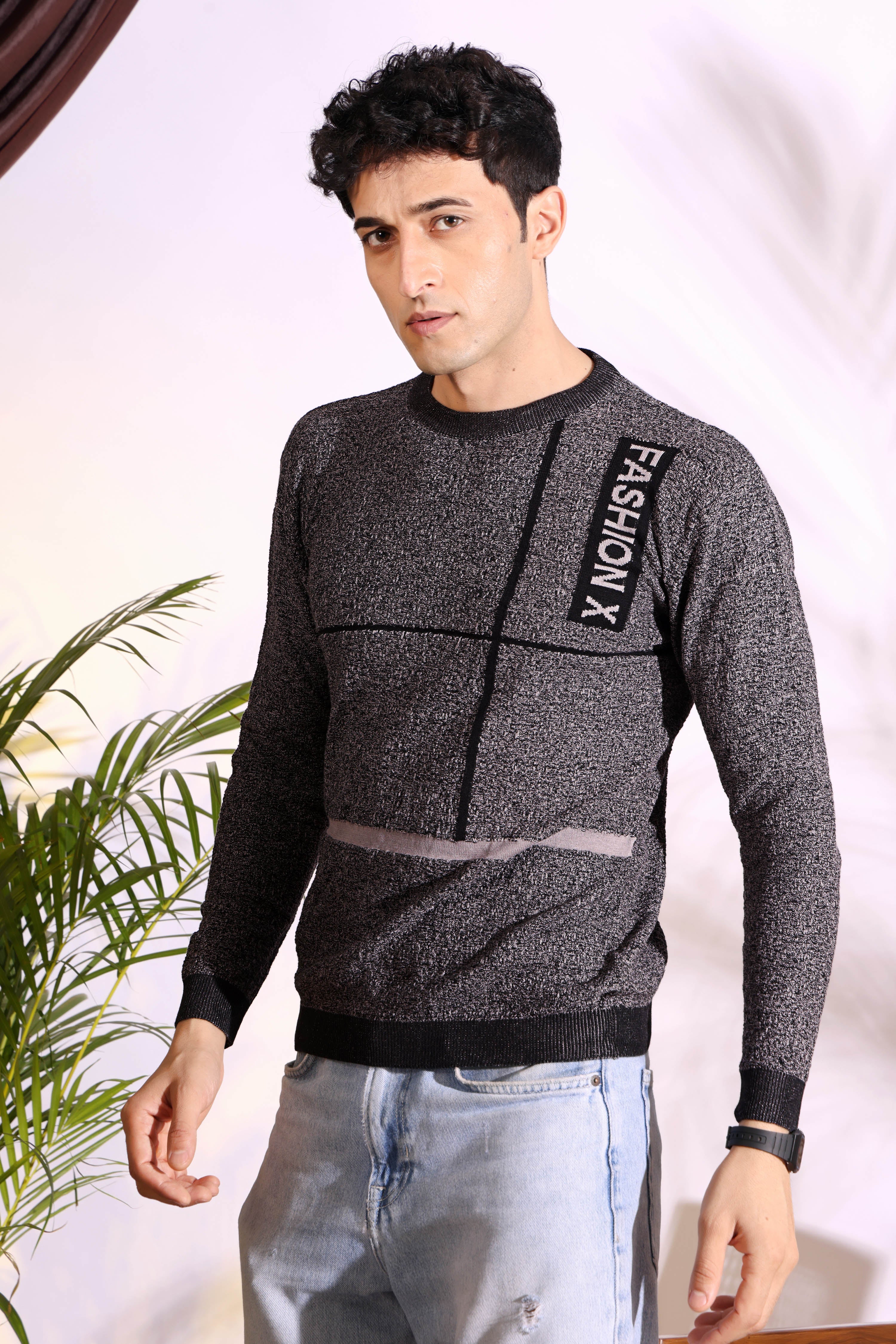 Fashionx Grey Pure Cotton Men's Knitted T-Shirt