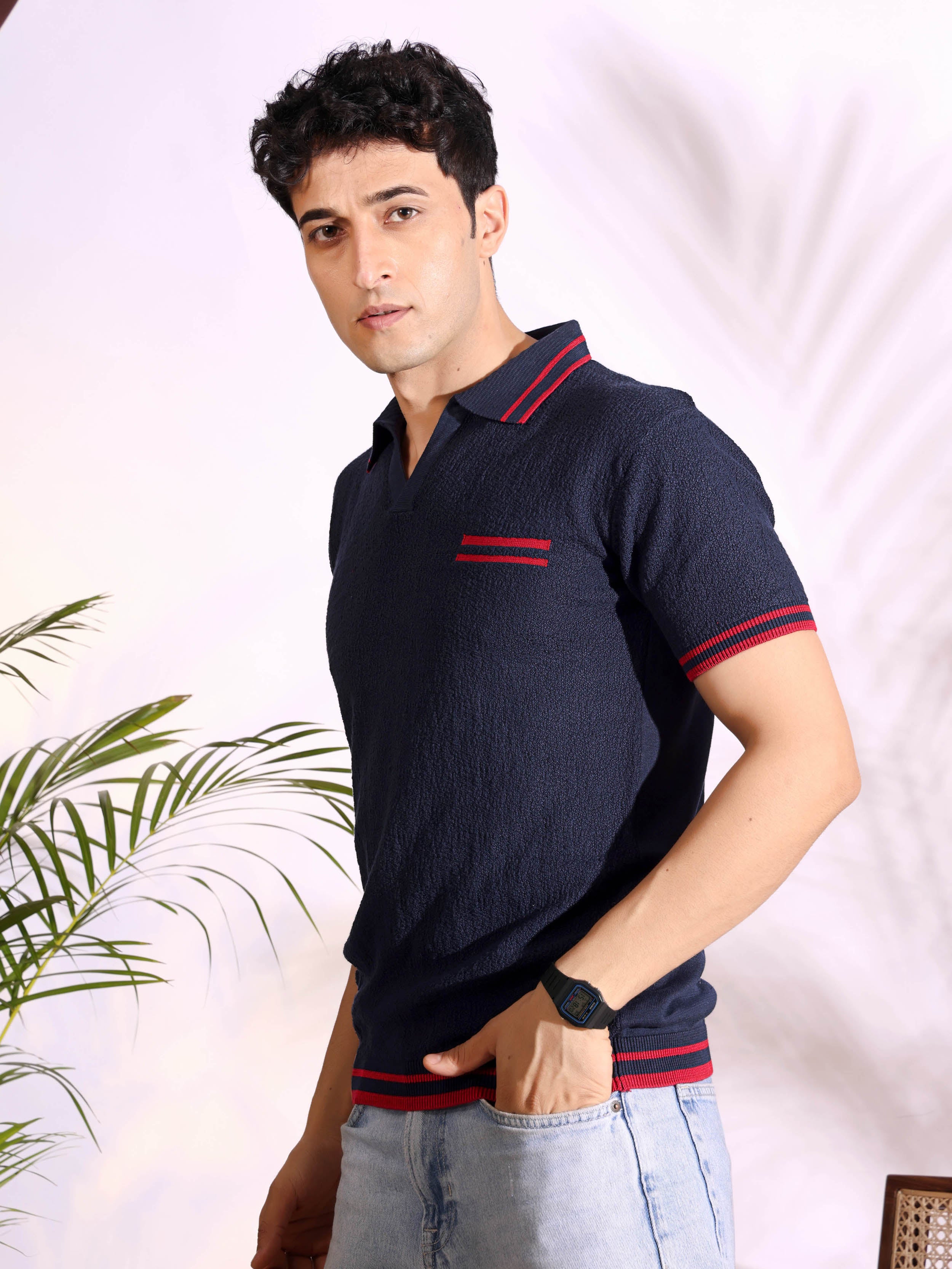 Polo Blue Pure Cotton Men's Knitted T-Shirt