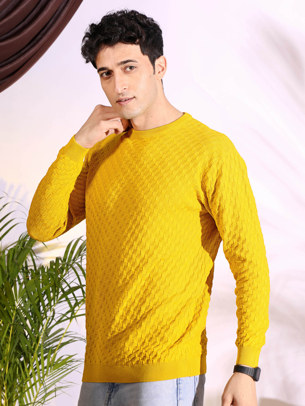 Yellow Box Pure Cotton Men's Knitted T-Shirt