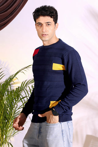 Navy Slim Fit pure cotton Knitted T-Shirt