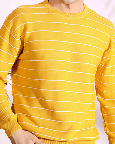 Yellow Stripes pure cotton Knitted T-Shirt for Men