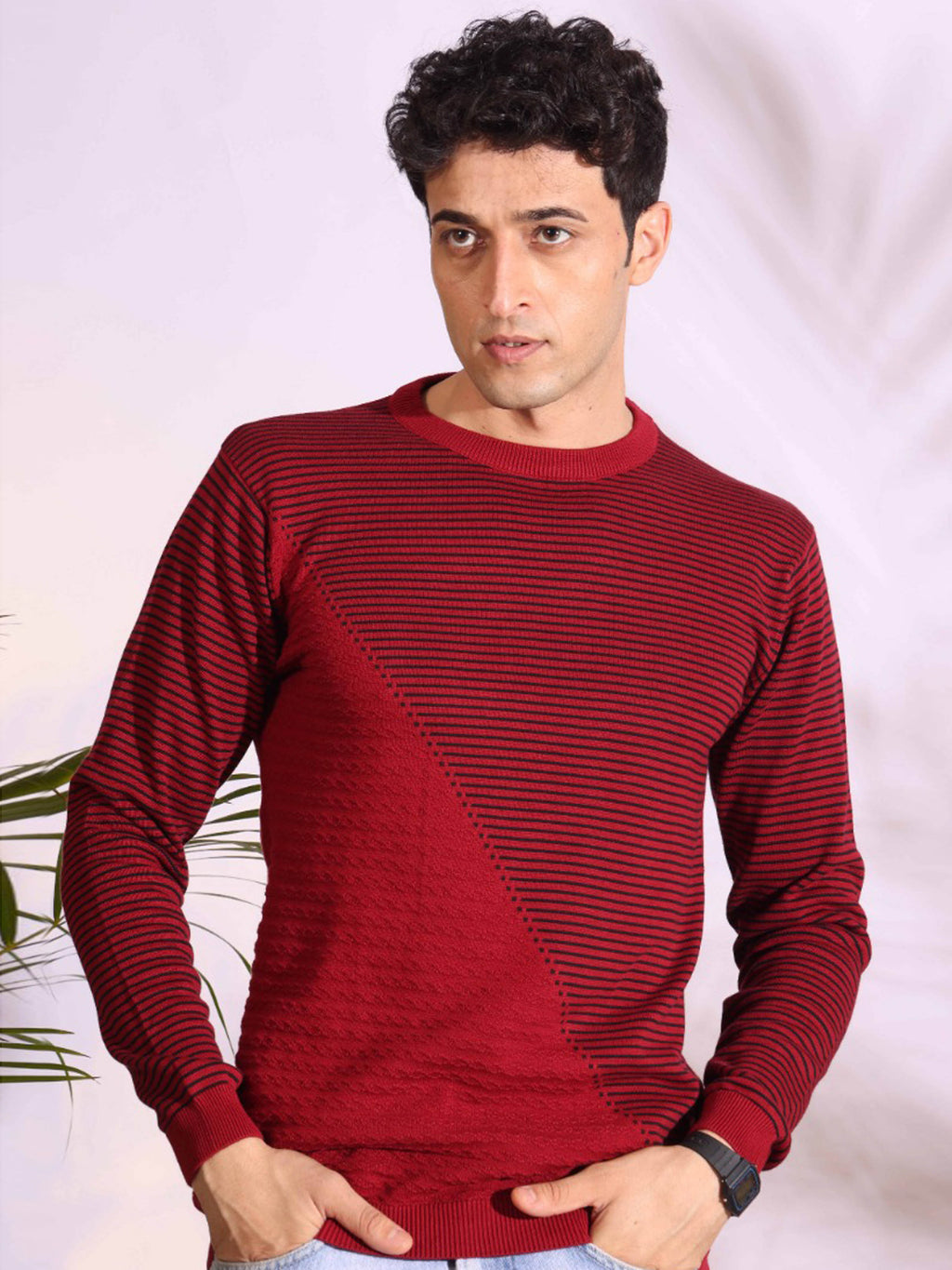 Exclusive Red Stripes pure cotton Knitted T-Shirt