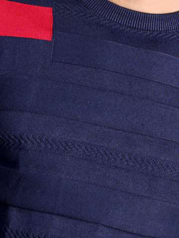 Navy Slim Fit pure cotton Knitted T-Shirt
