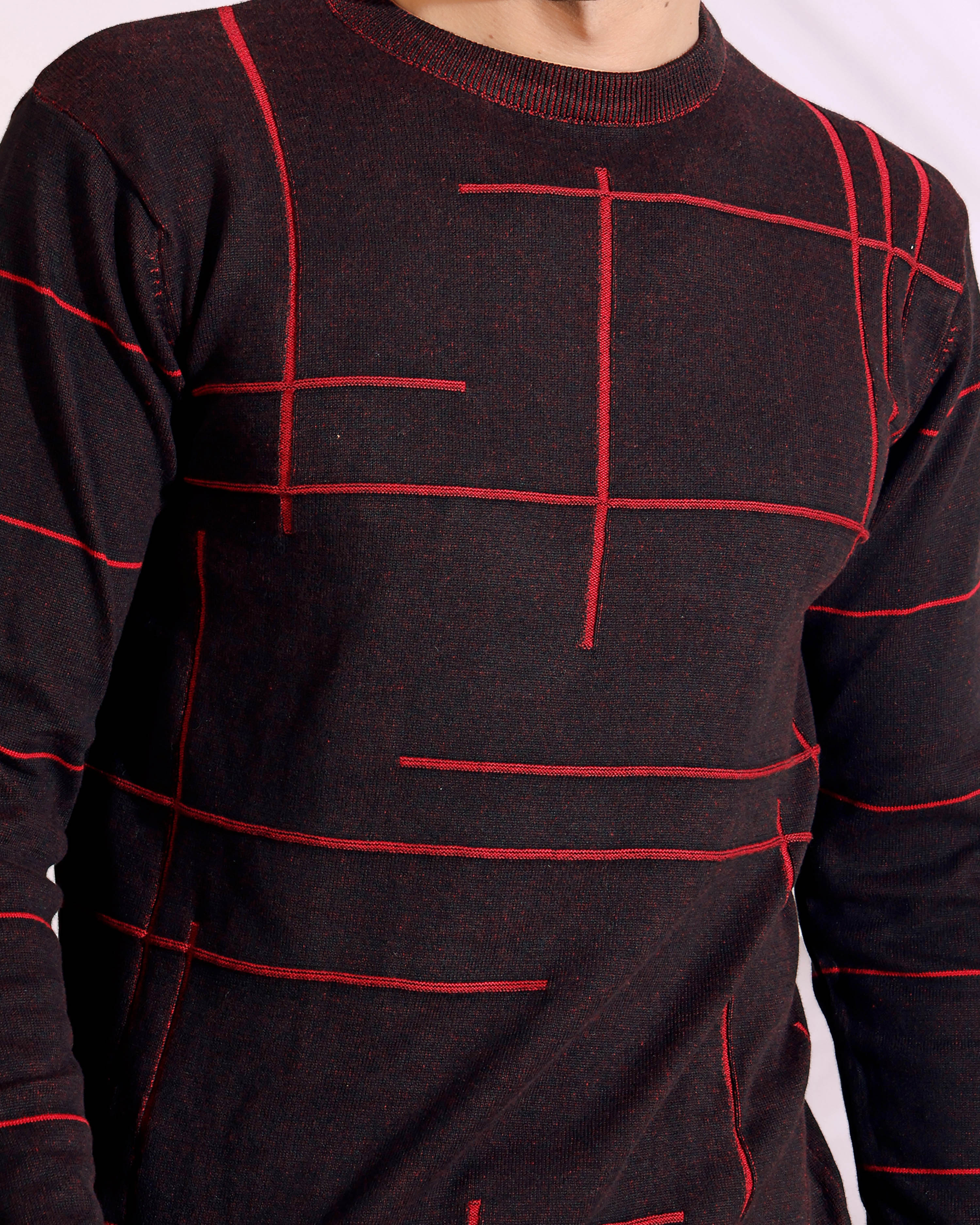 Seersucker Maroon Knitted Men's T-Shirt