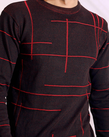 Seersucker Maroon Knitted Men's T-Shirt