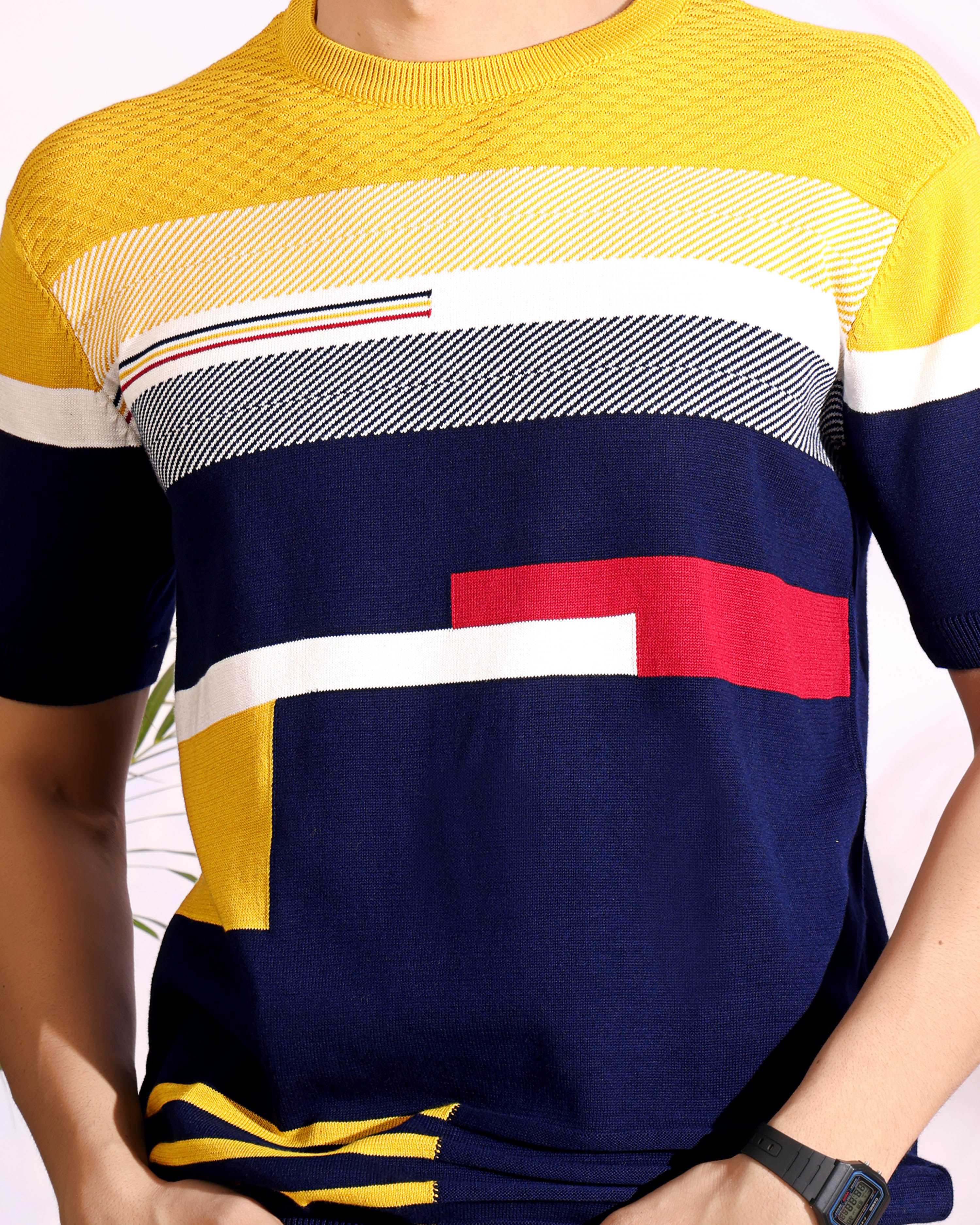 Exclusive Blue Pure Cotton Knitted T-Shirt for men