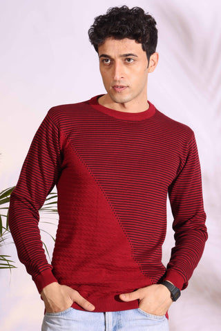 Exclusive Red Stripes pure cotton Knitted T-Shirt