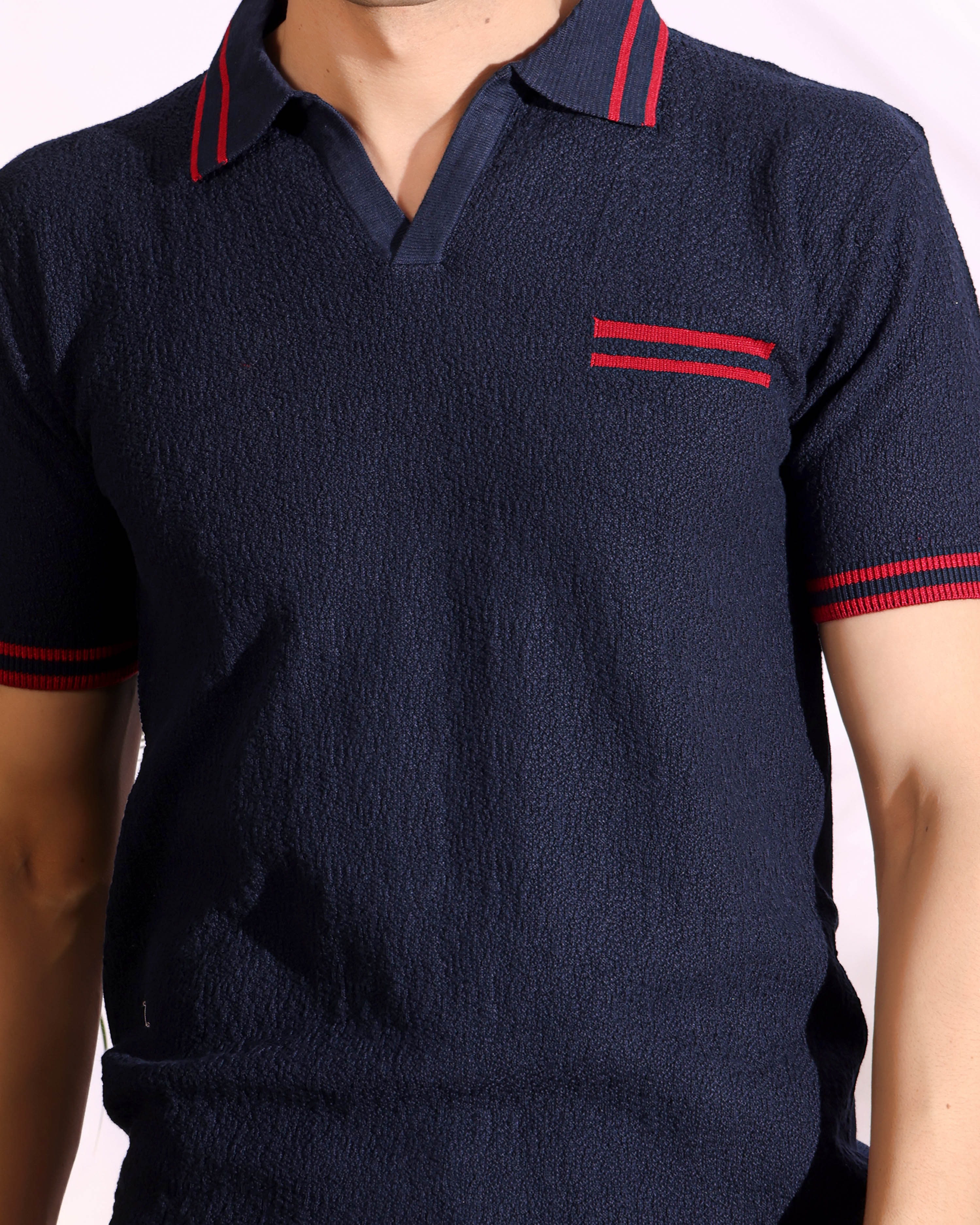 Polo Blue Pure Cotton Men's Knitted T-Shirt
