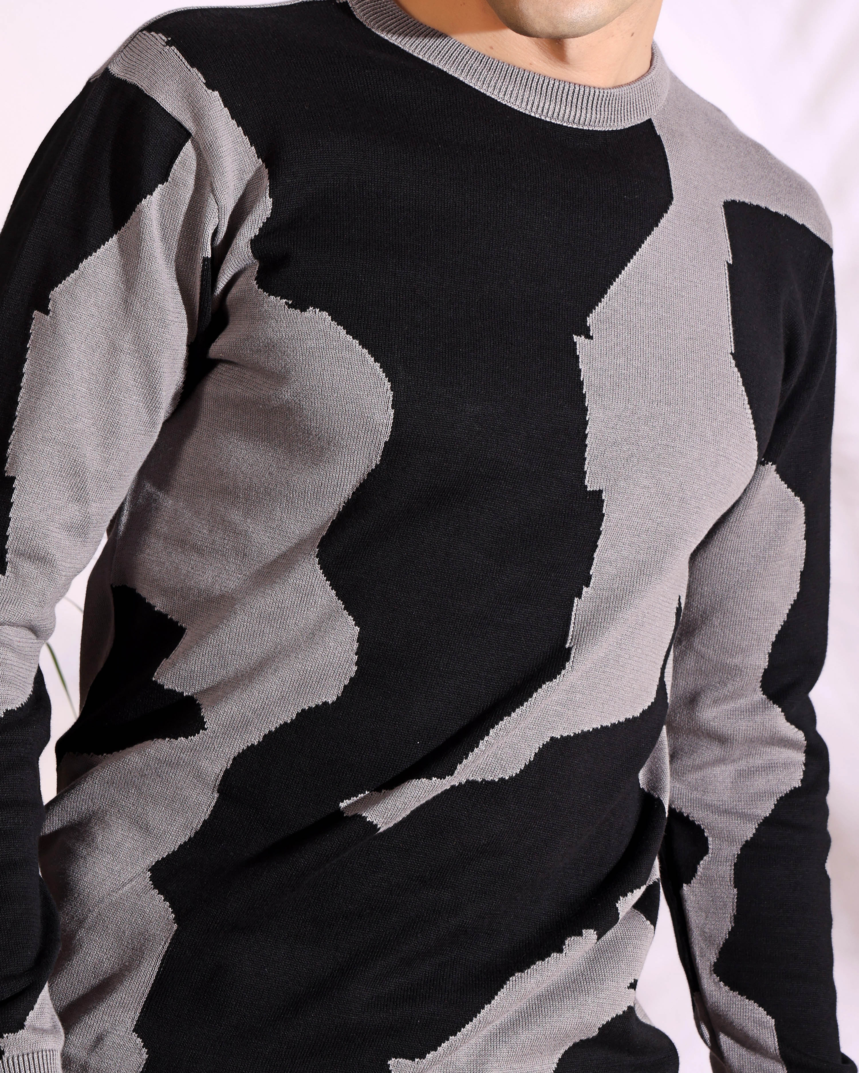 Revolution Unstoppable Black and Grey Pure Cotton Knitted T-Shirt