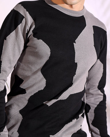 Revolution Unstoppable Black and Grey Pure Cotton Knitted T-Shirt