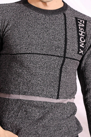 Fashionx Grey Pure Cotton Men's Knitted T-Shirt