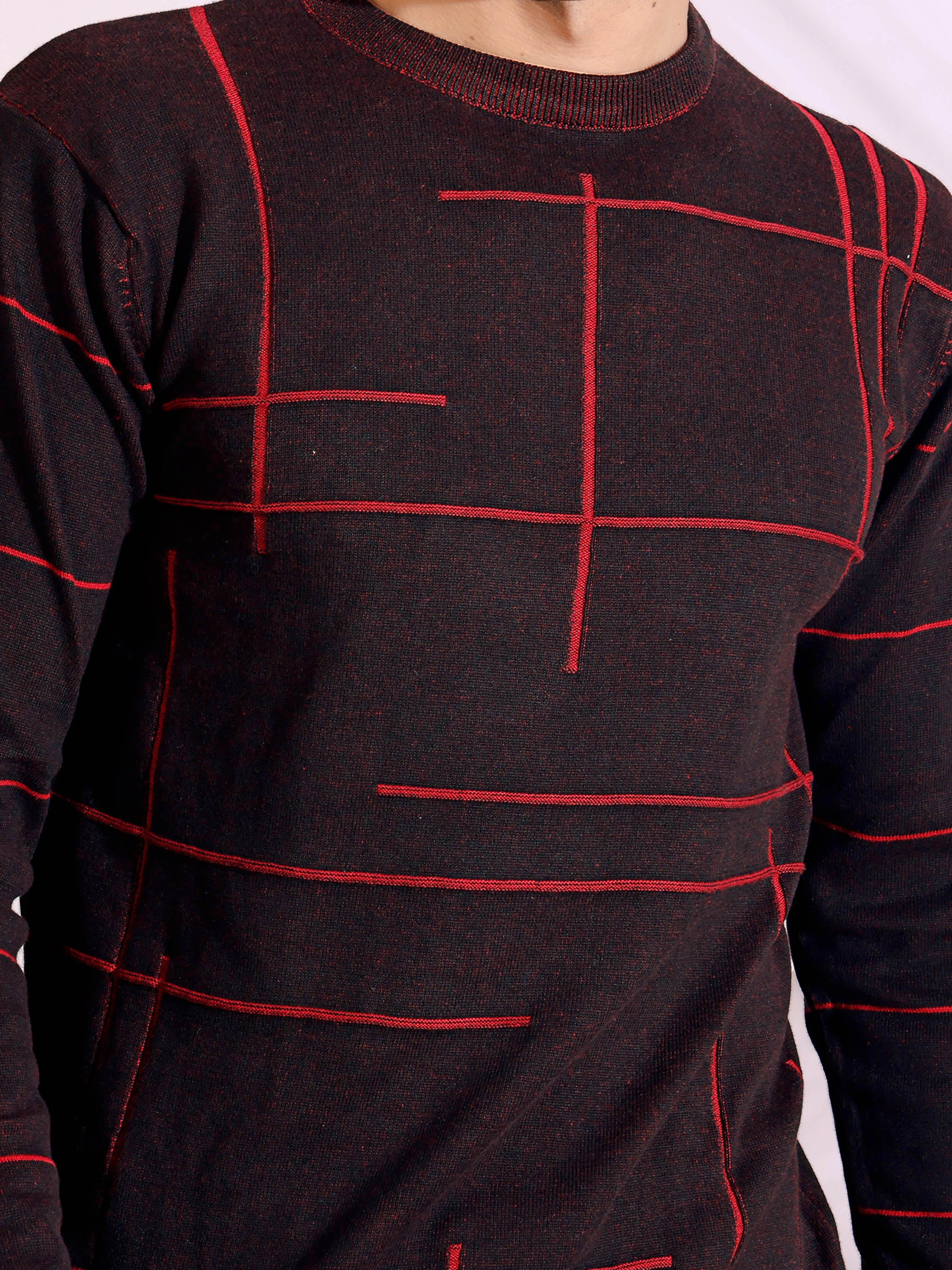 Seersucker Maroon Knitted Men's T-Shirt