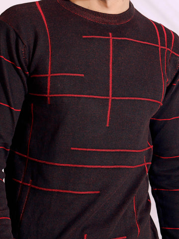 Seersucker Maroon Knitted Men's T-Shirt