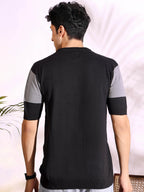 Density Grey Self Pattern Slim Fit Knitted T-Shirt