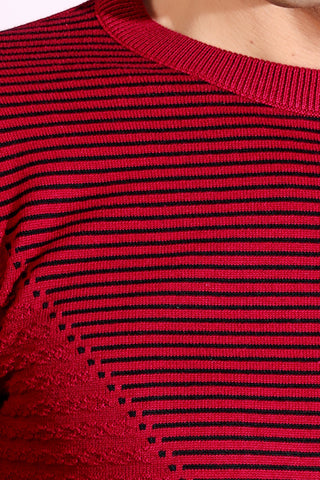Exclusive Red Stripes pure cotton Knitted T-Shirt