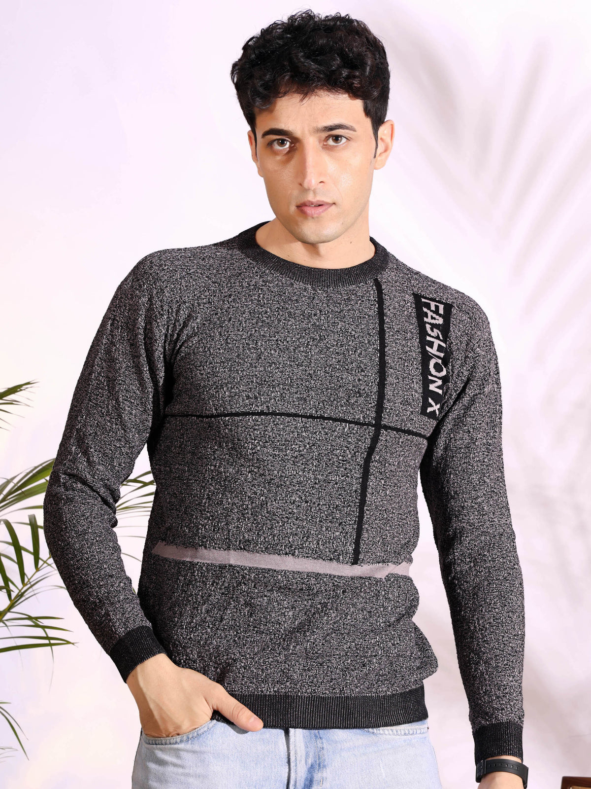 Fashionx Grey Pure Cotton Men's Knitted T-Shirt