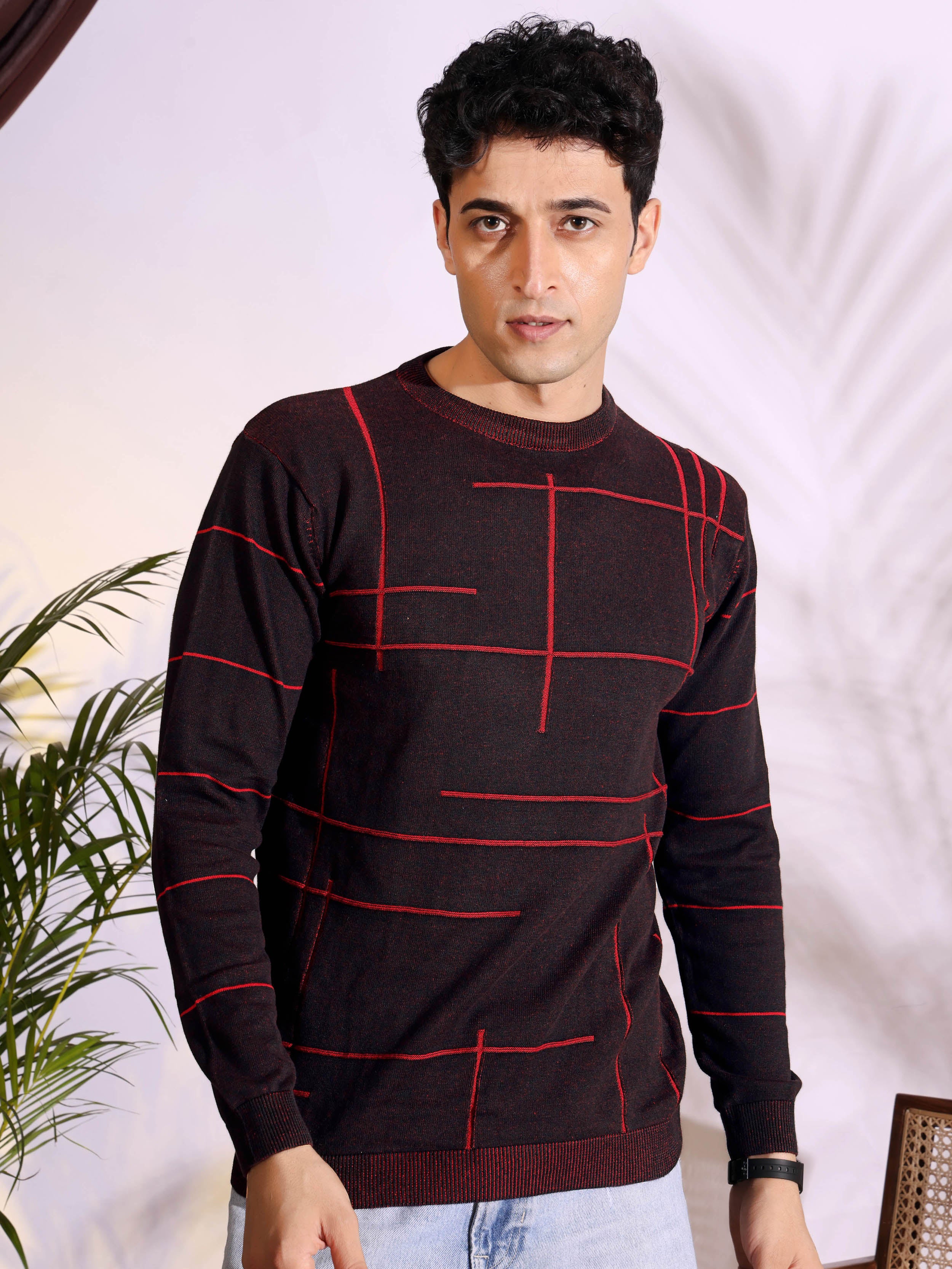 Seersucker Maroon Knitted Men's T-Shirt Main image