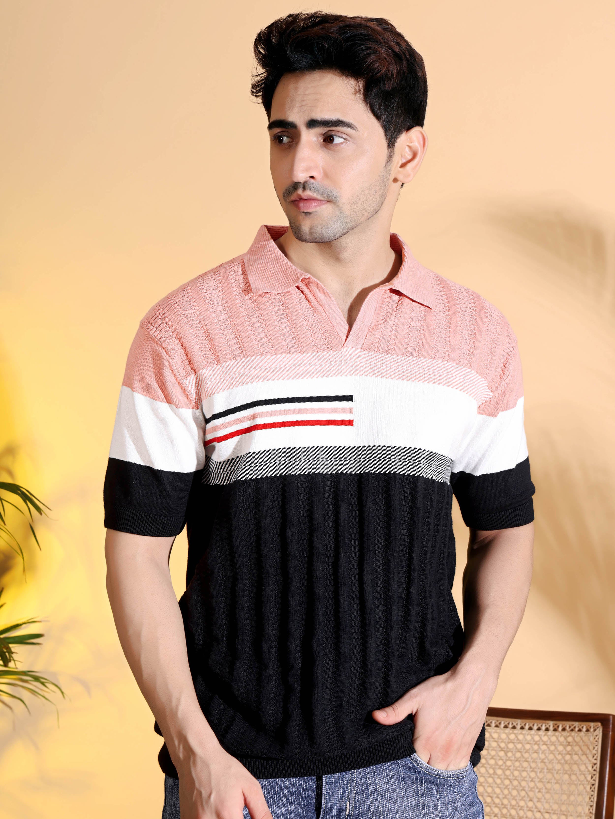 Pure Cotton Textured Polo Men's Knitted T-Shirt Main image