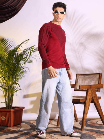 Exclusive Red Stripes pure cotton Knitted T-Shirt