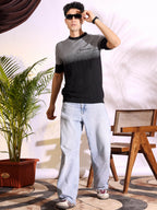 Density Grey Self Pattern Slim Fit Knitted T-Shirt