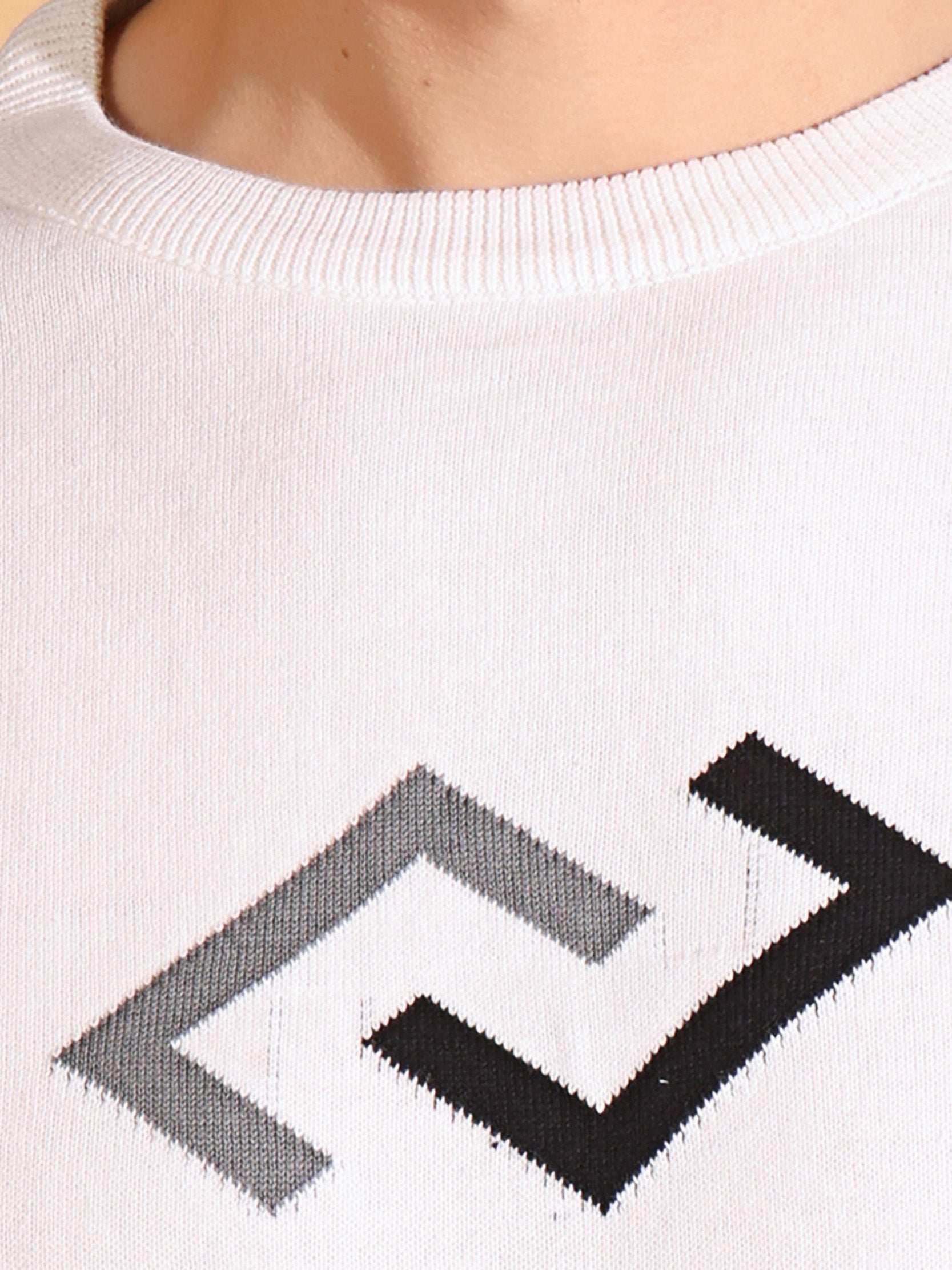 Exclusive White Self Structured Cotton knitted T-Shirt