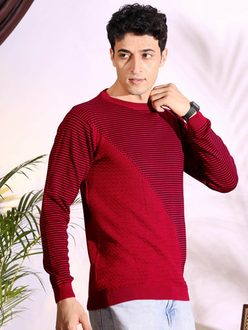 Exclusive Red Stripes pure cotton Knitted T-Shirt