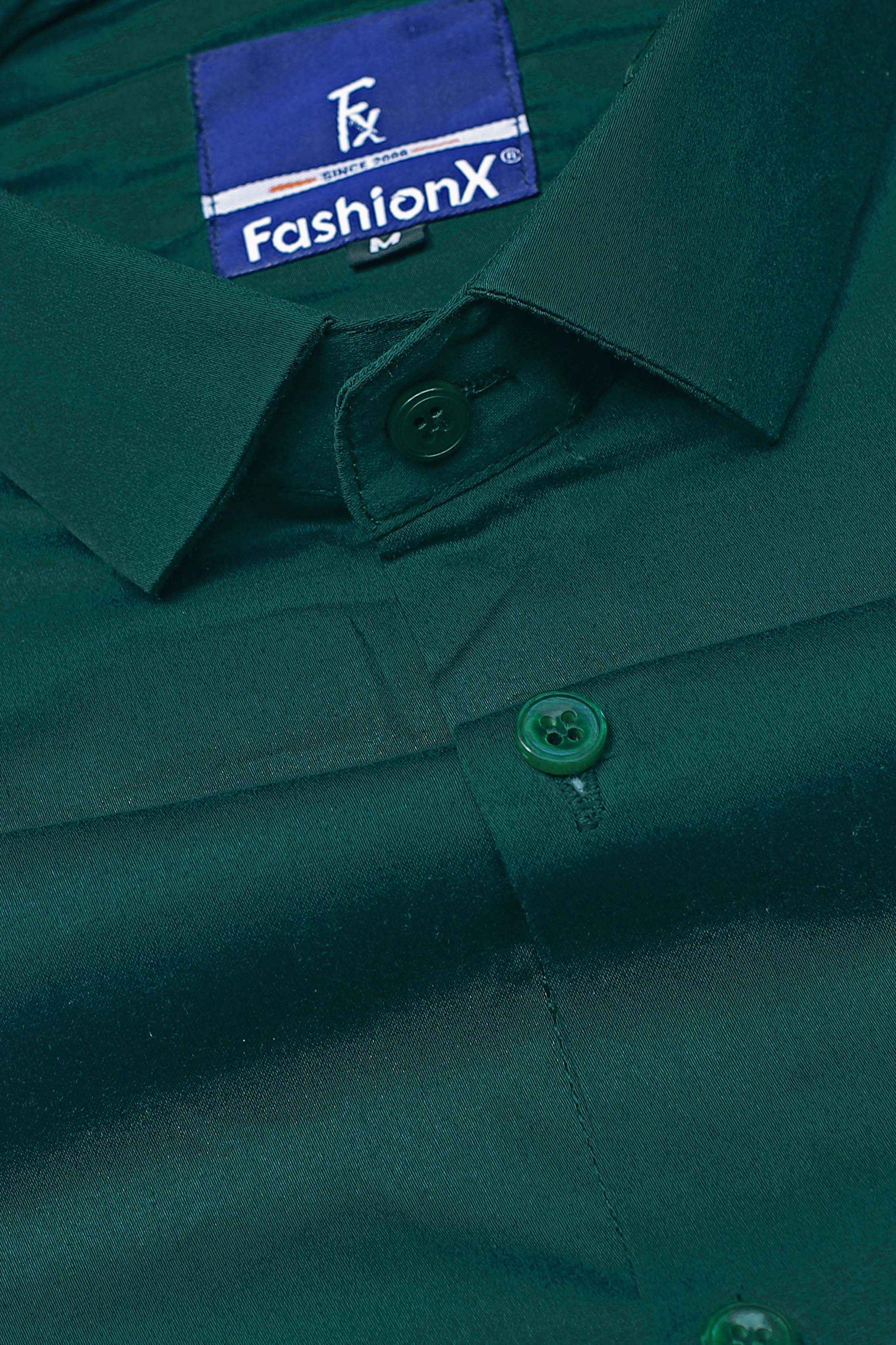 Men Green Comfort Satin Cotton Casual Shirt