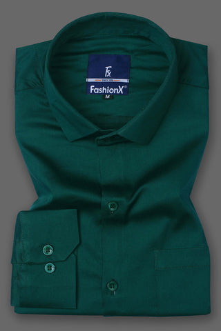 Men Green Comfort Satin Cotton Casual Shirt
