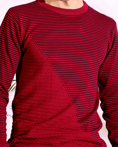 Exclusive Red Stripes pure cotton Knitted T-Shirt
