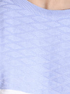 Blue Tri Color Pure Cotton Knitted Men T-Shirt